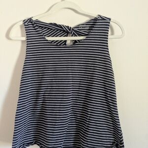 Eddie Bauer Gate Check Striped Keyhole Back   Sleeveless Top